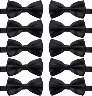 10 Pcs Elegant black Pre-tied Bow ties Formal Tuxedo Bowtie Set with Adjustable Neck Band,Gift Idea For Men And Boys