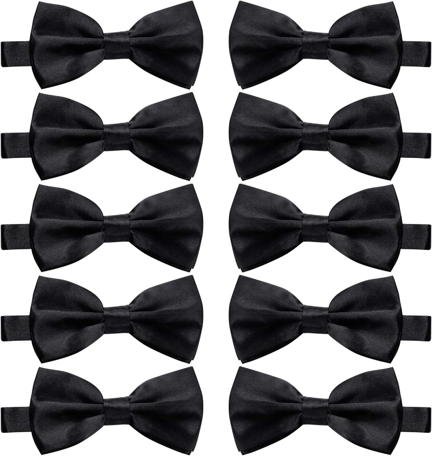 10 Pcs Elegant black Pre-tied Bow ties Formal Tuxedo Bowtie Set with Adjustable Neck Band,Gift Idea For Men And Boys