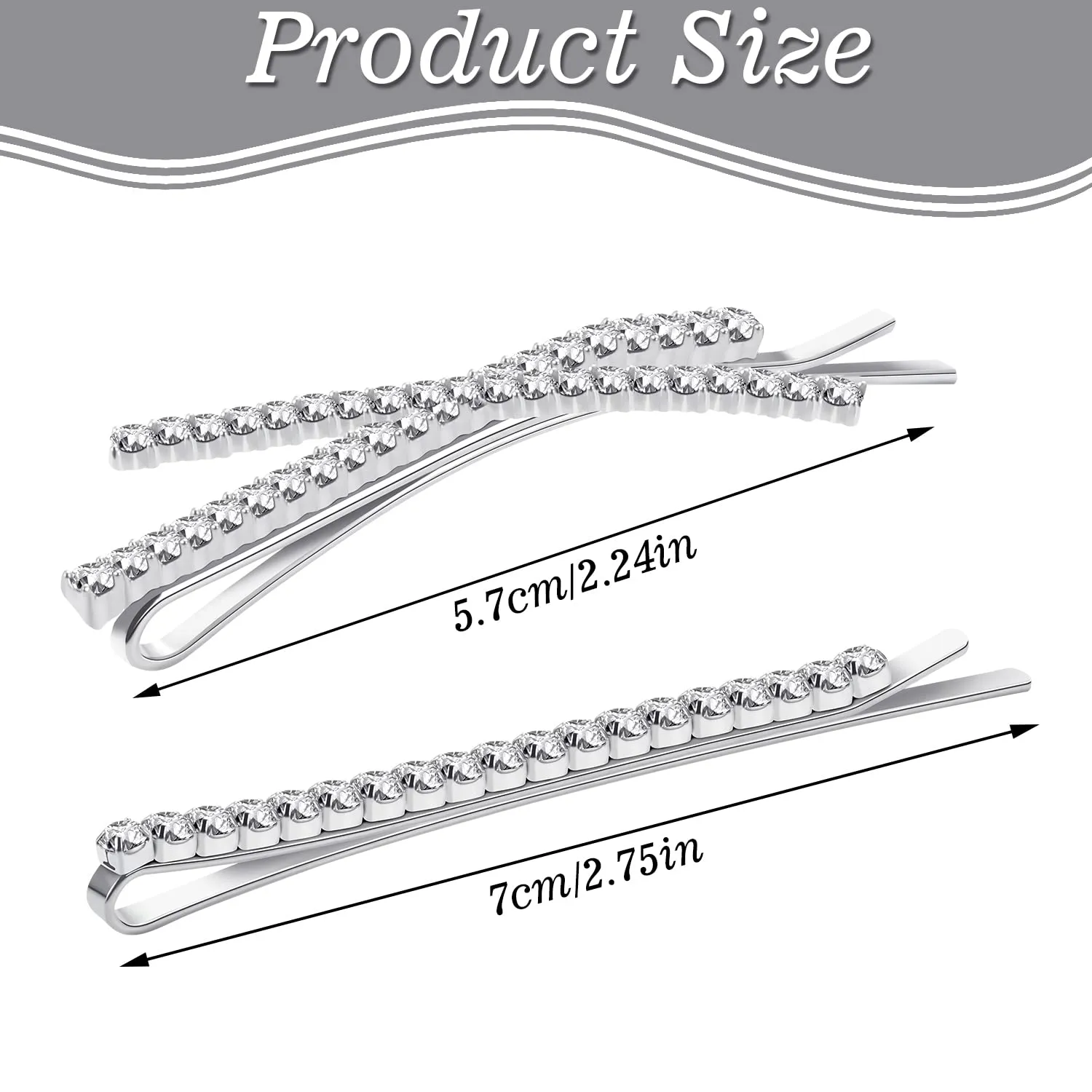 12 Pcs Rhinestone Bobby Pins, 8 Silver Metal Hair Clips 4 X Shaped Crystal Hair Pin Decorations for Lady Women Girls