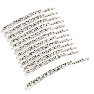 12 Pieces Rhinestone Bobby Pins, Silver Metal Hair Clips Diamond Bobby Pins Crystal Hair Pin for Prom Bridal Wedding Hair Accessories Gift Stocking Stuffers for Women Girls