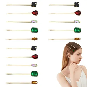 15 PCS Retro Crystal Hair Pins Hair Slides Clips Vintage Decorative Bobby Pins Hairpins Hair Styling Tools Accessories for Women and Girls (5 Styles)