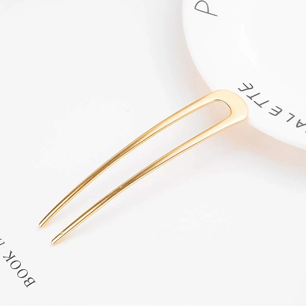 [2 Pack] Benefree U-Shape Hairpins, Bride Hair Accessories Hair Pins Clip Vintage Hair Stick,Hairstyle Chignon for Women Girls-Gold