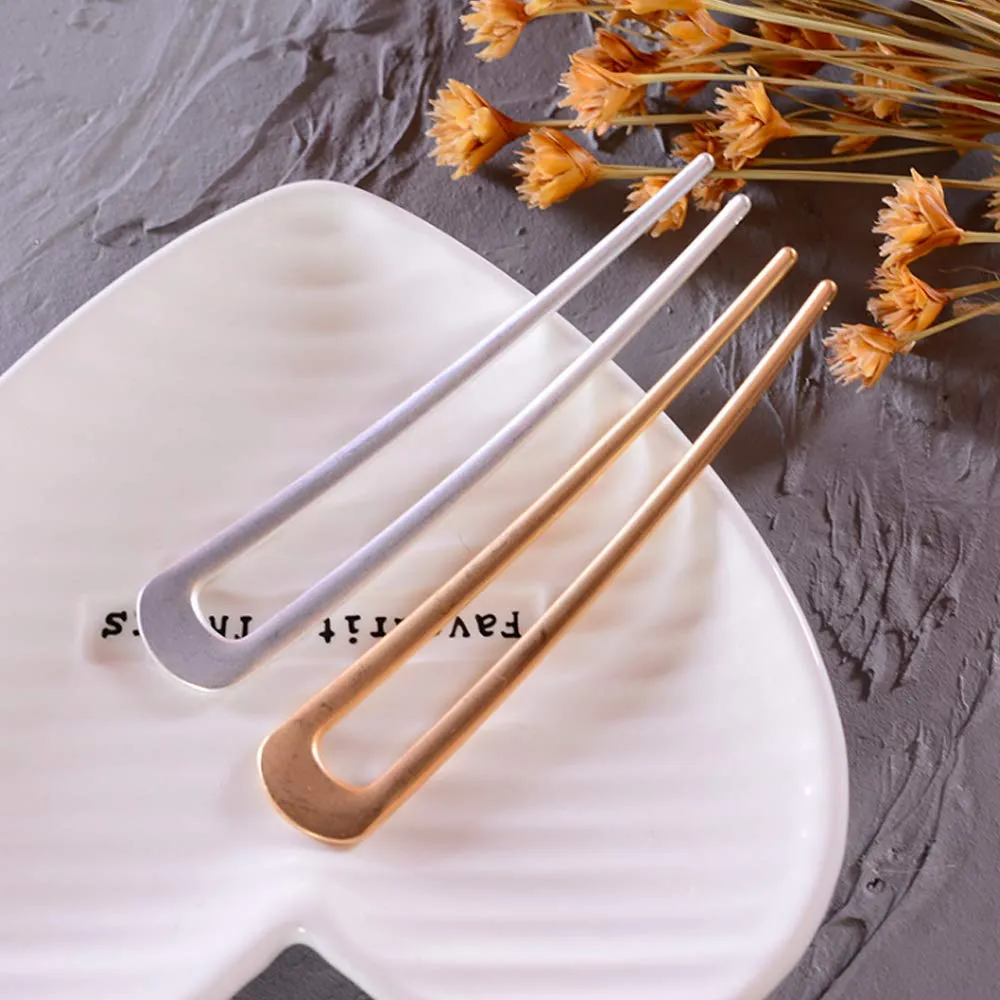 [2 Pack] Benefree U-Shape Hairpins, Bride Hair Accessories Hair Pins Clip Vintage Hair Stick,Hairstyle Chignon for Women Girls (Silver and Gold)
