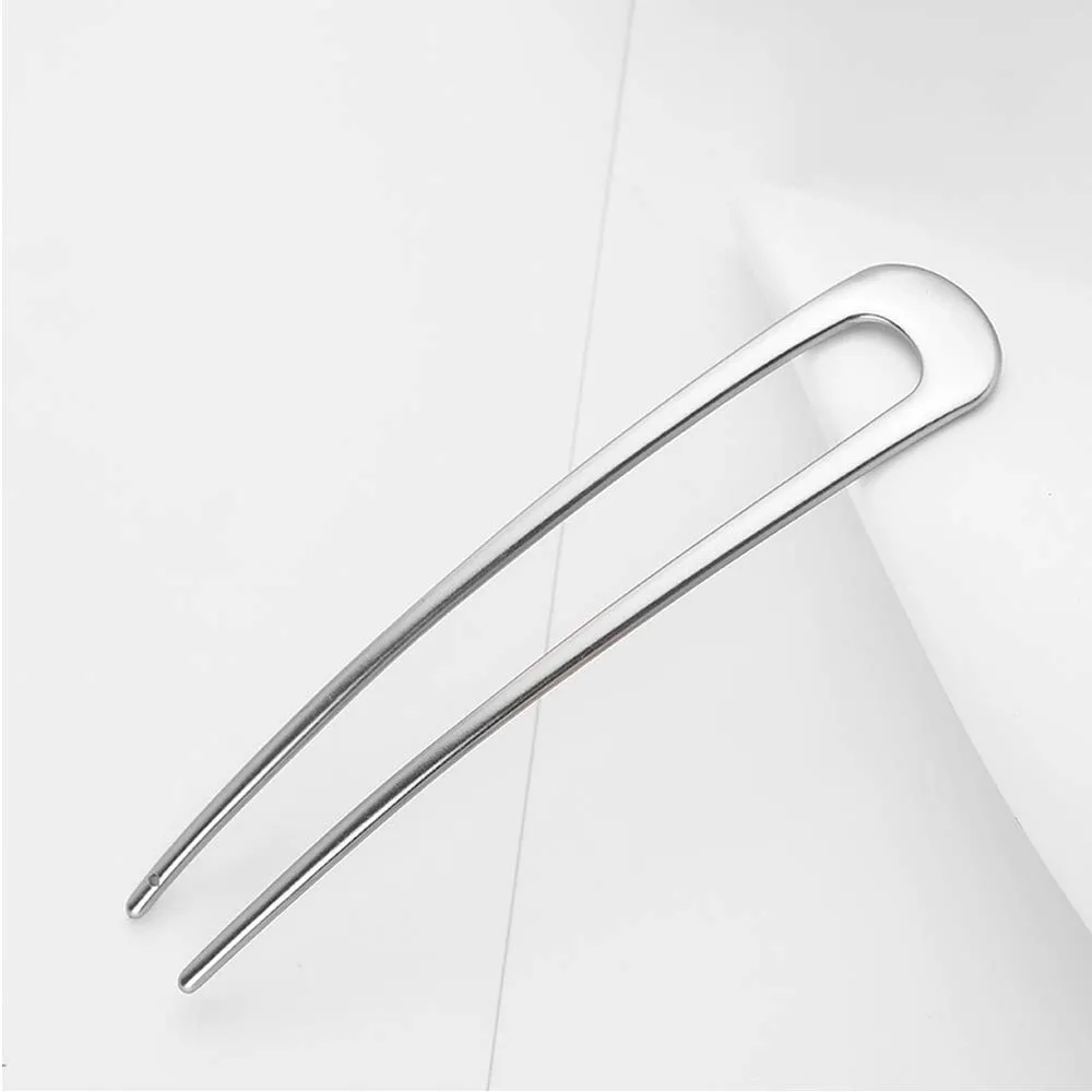 [2 Pack] Benefree U-Shape Hairpins, Bride Hair Accessories Hair Pins Clip Vintage Hair Stick,Hairstyle Chignon for Women Girls-Silver