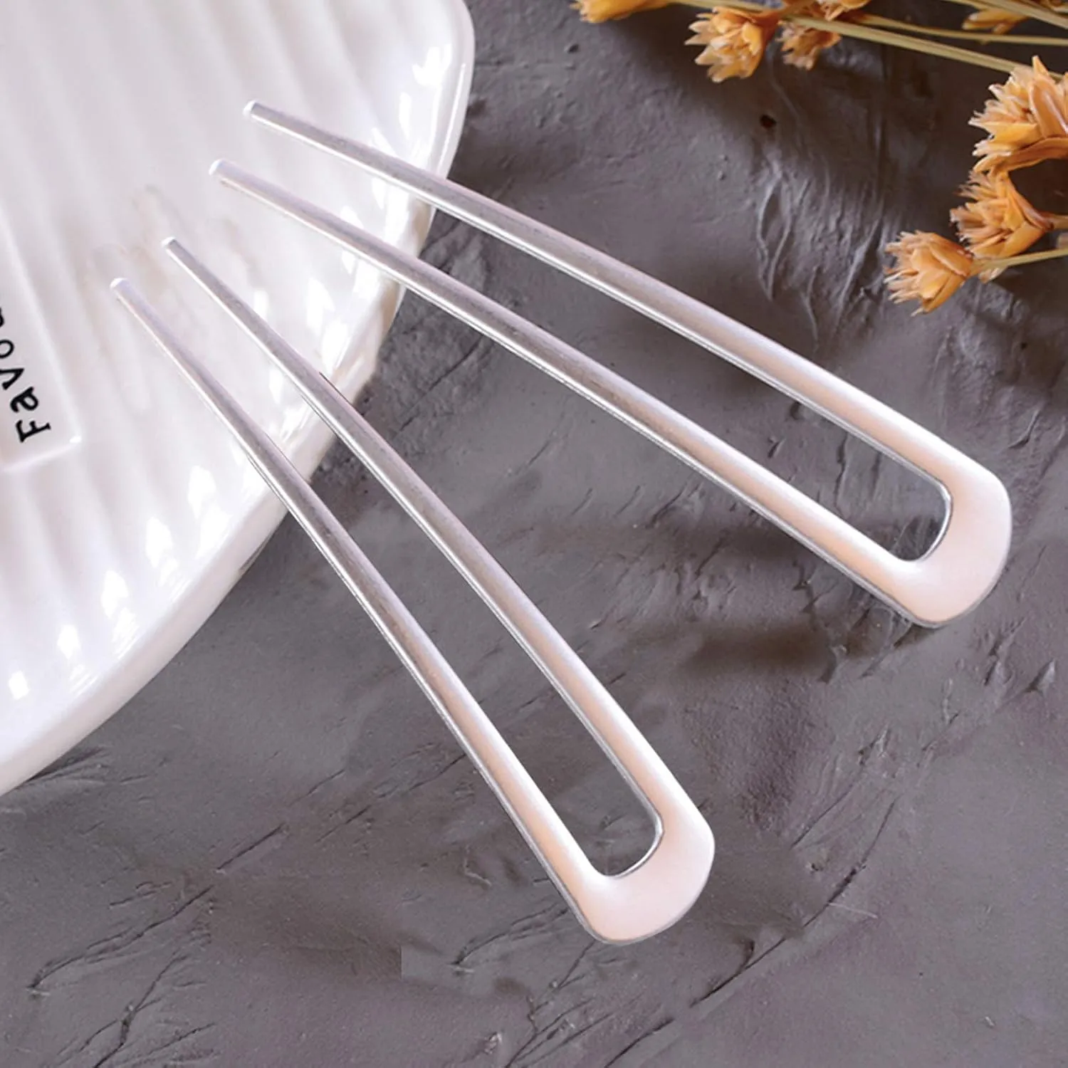 [2 Pack] Benefree U-Shape Hairpins, Bride Hair Accessories Hair Pins Clip Vintage Hair Stick,Hairstyle Chignon for Women Girls-Silver