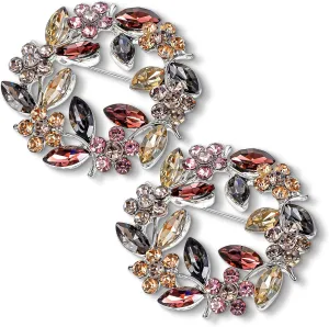 2 Pack Brooch for Women, Flower Brooches for Women, Sturdy Alloy Vintage Brooch with Crystal Rhinestone, Brooch Pins for Women Girls Bridal Fashion Coats, Shawls, Wedding, Parties, Proms