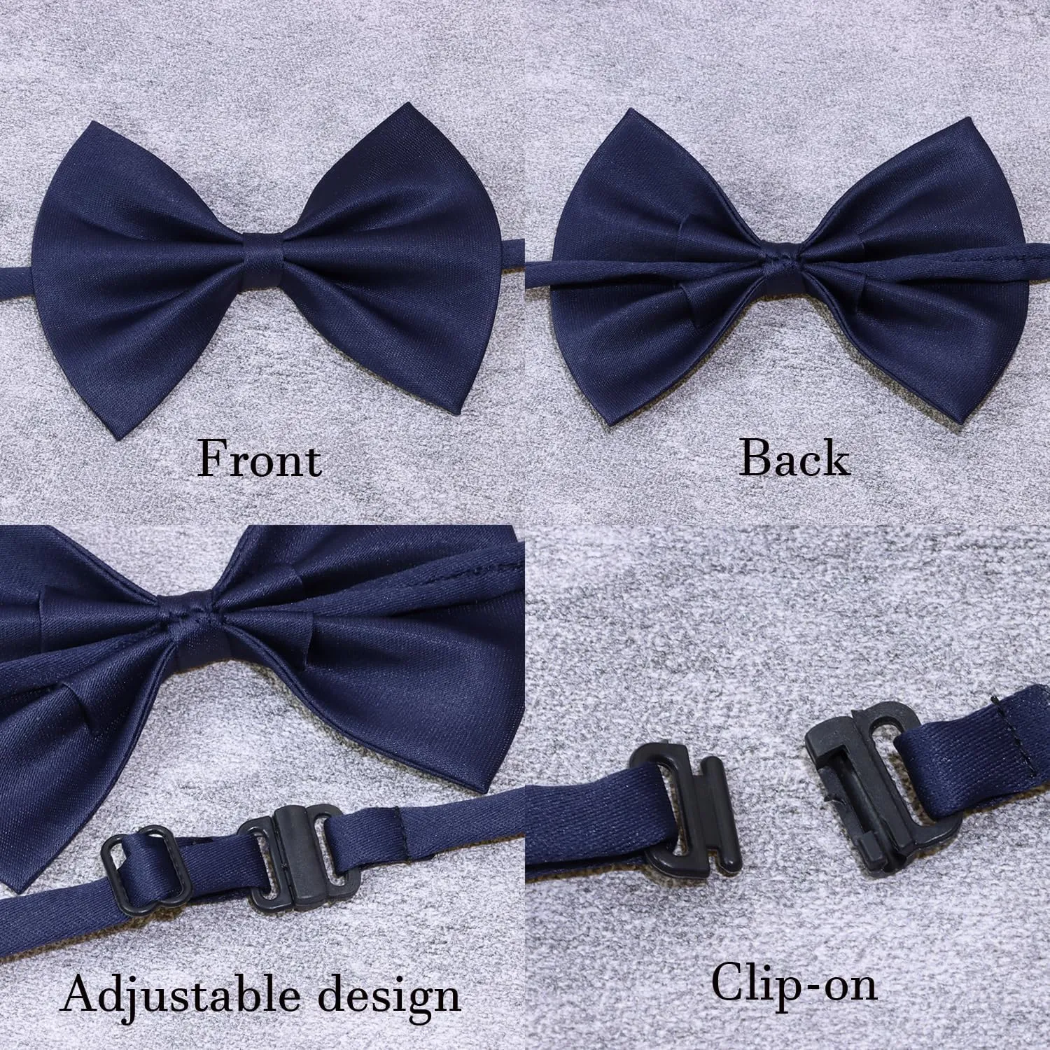 2 Pcs Bow Ties Adjustable Pre-tied Satin Formal Tuxedo Bowties for Wedding Homecoming Party
