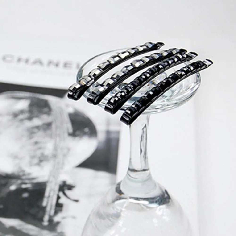 2Pcs Black Rhinestone Barrettes,Crystal Diamond Bobby Pin,Shiny Hair Pin, Hairpin, Sparkly Hair Decoration for Women Clip Bangs Metal Hair Clip Hair Pins