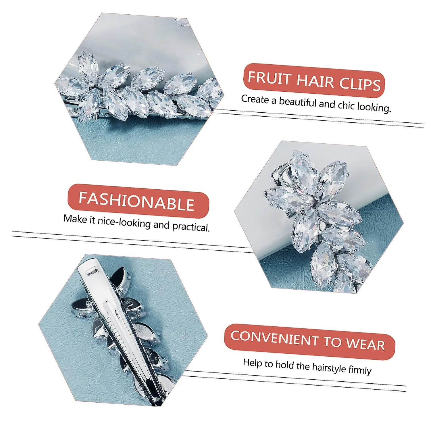 2Pcs Sparkly Crystal Hair Clips, Rhinestones Duckbill Alligator Hair Pins, Handmade Hair Barrettes, Elegant Gold Metal Bobby Hairpin Hair Accessories Headwear Styling Tools, Present for Women Girls
