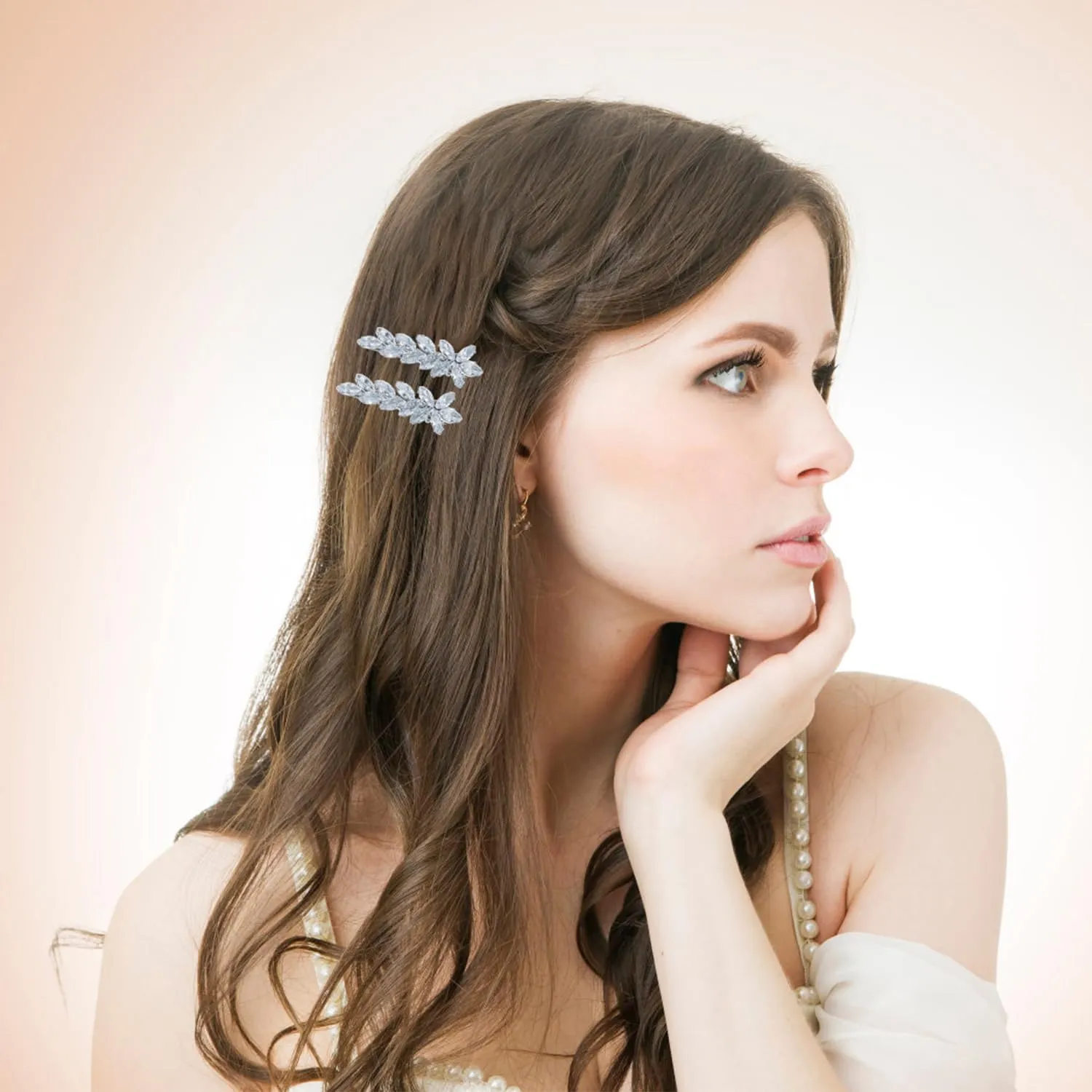 2Pcs Sparkly Crystal Hair Clips, Rhinestones Duckbill Alligator Hair Pins, Handmade Hair Barrettes, Elegant Gold Metal Bobby Hairpin Hair Accessories Headwear Styling Tools, Present for Women Girls