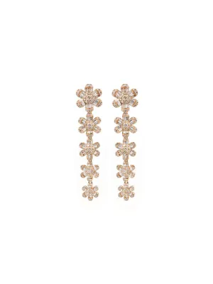 3.00ct Diamond 14K Gold Linear Flower Cascade Earrings