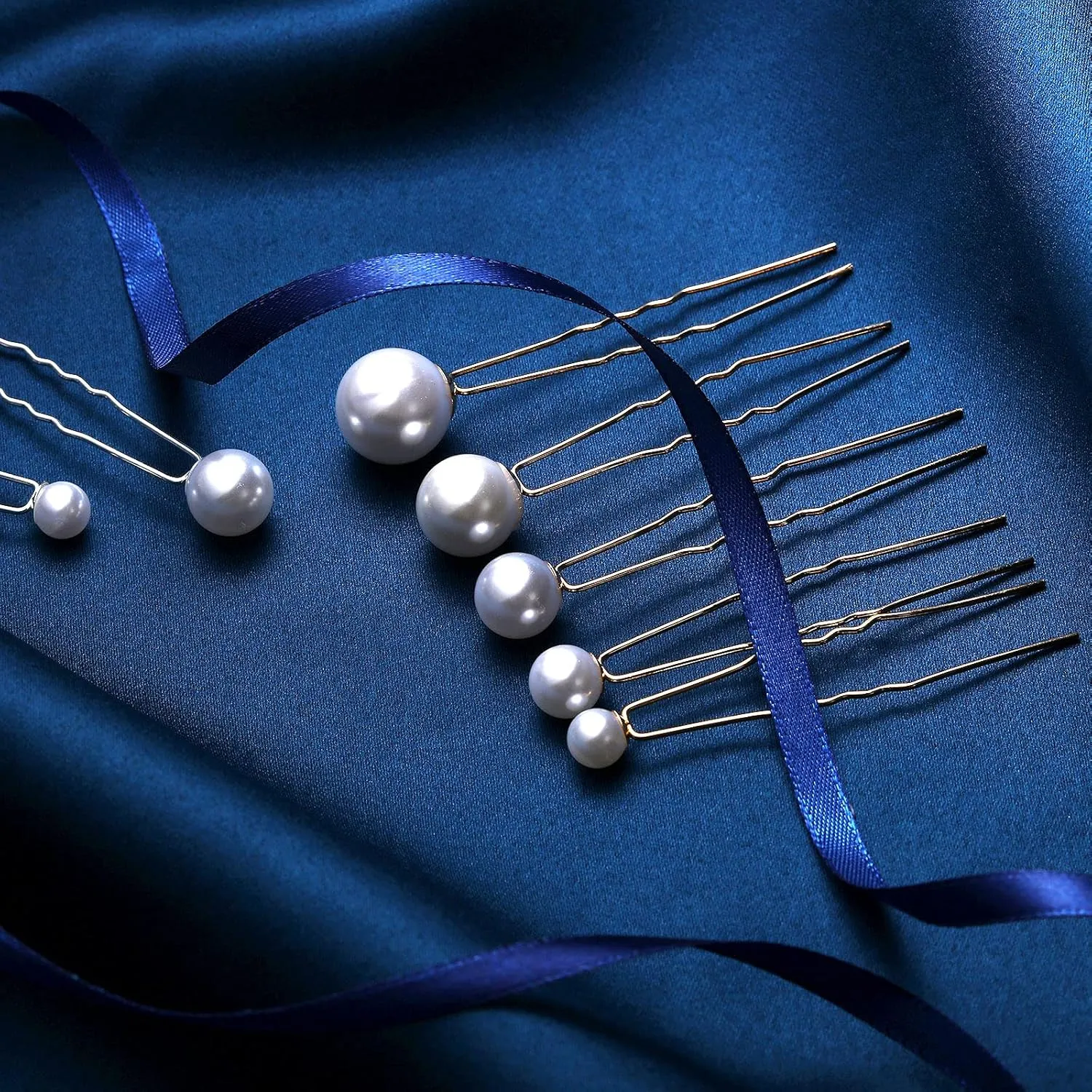 33 Pieces Wedding Pearl Hair Pins Bridal Pearl Rhinestone Hair Accessories U Shape Barrette for Bride Bridesmaid Women(Gold, Silver)