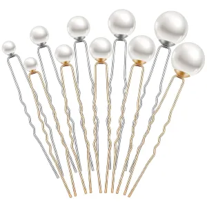 33 Pieces Wedding Pearl Hair Pins Bridal Pearl Rhinestone Hair Accessories U Shape Barrette for Bride Bridesmaid Women(Gold, Silver)