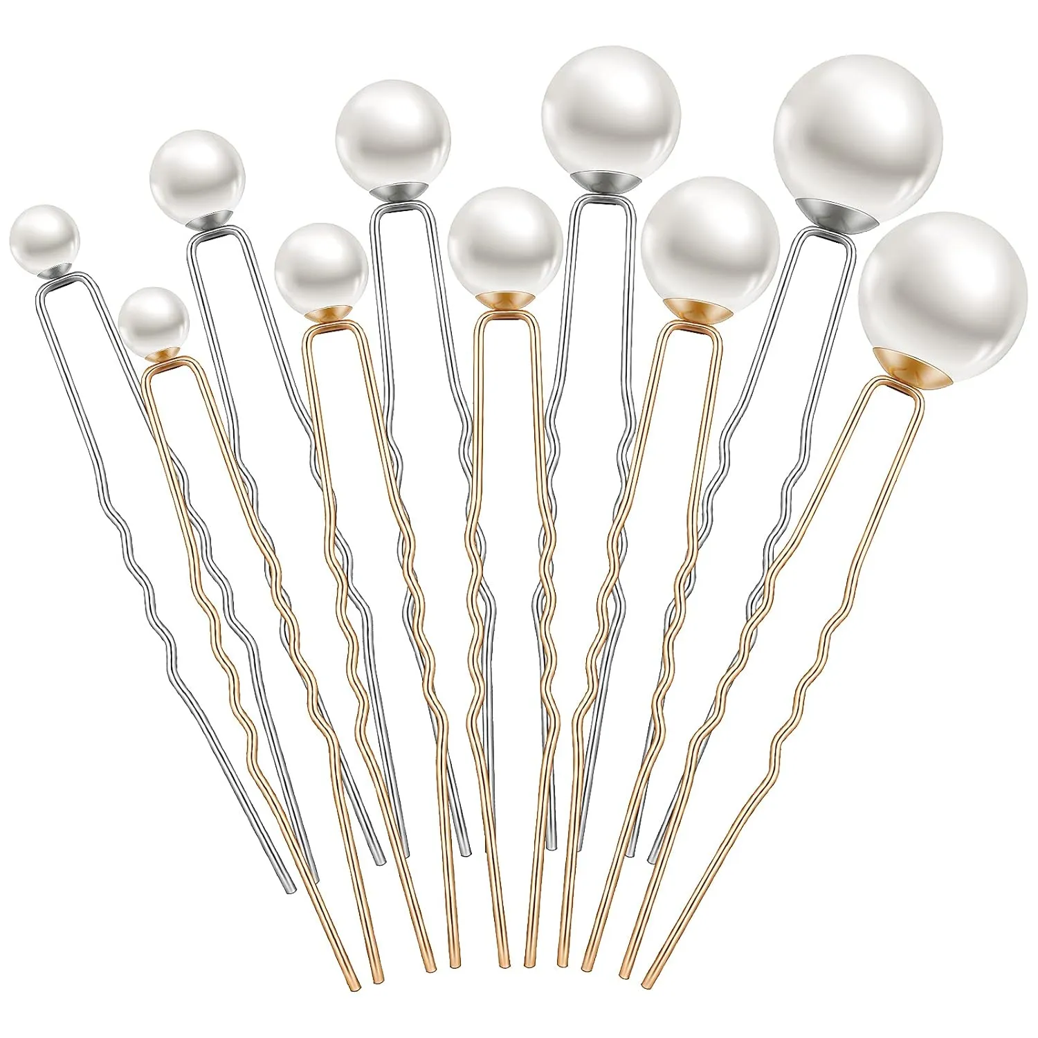 33 Pieces Wedding Pearl Hair Pins Bridal Pearl Rhinestone Hair Accessories U Shape Barrette for Bride Bridesmaid Women(Gold, Silver)