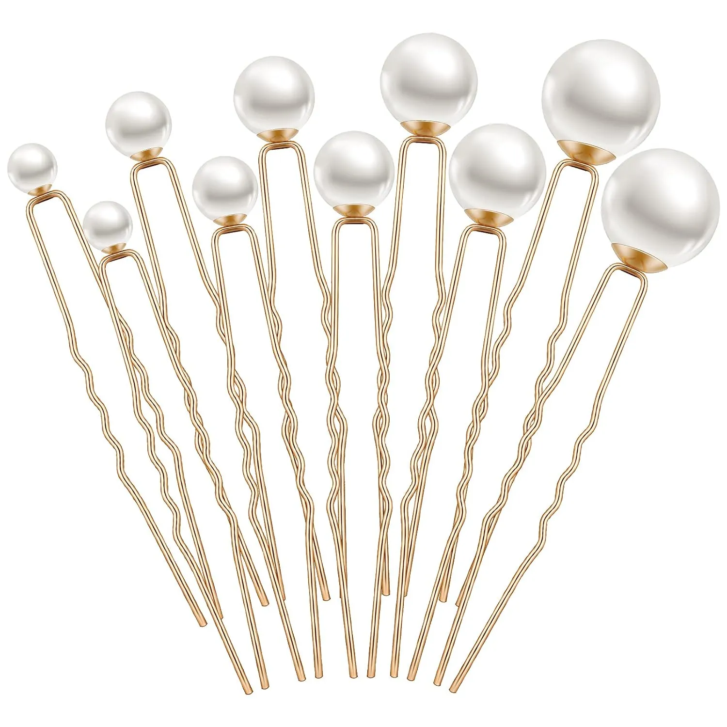 33 Pieces Wedding Pearl Hair Pins Bridal Pearl Rhinestone Hair Accessories U Shape Barrette for Bride Bridesmaid Women(Gold)