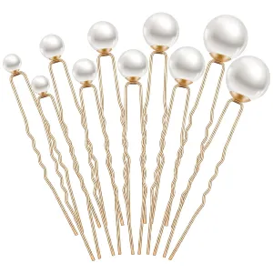 33 Pieces Wedding Pearl Hair Pins Bridal Pearl Rhinestone Hair Accessories U Shape Barrette for Bride Bridesmaid Women(Gold)