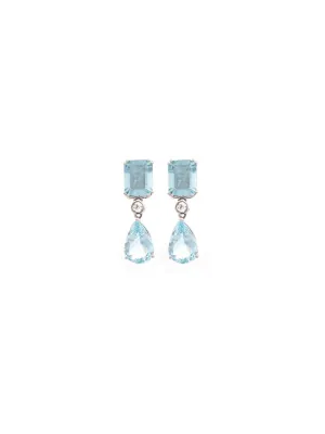 3.90ct Aquamarine Diamond 18K Gold Dangle Drop Earrings