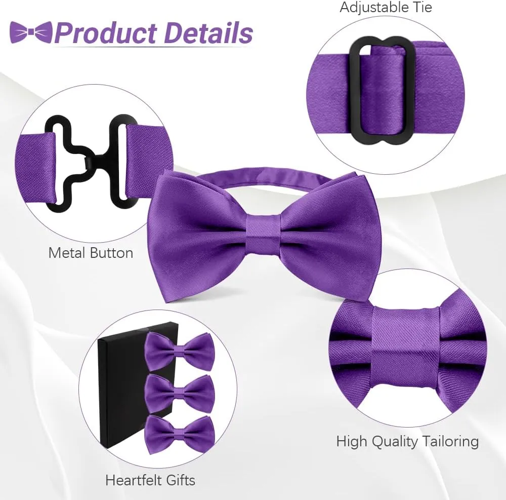 3pcs Bow Tie, Bow Ties for Men, Pre Tied Bow Ties for Men, Adjustable Bowtie for Wedding, Party, Graduation