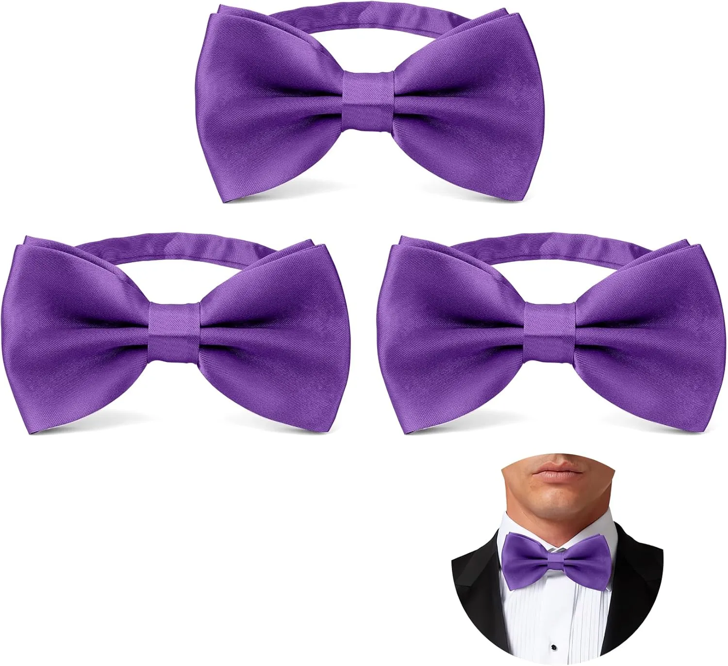 3pcs Bow Tie, Bow Ties for Men, Pre Tied Bow Ties for Men, Adjustable Bowtie for Wedding, Party, Graduation