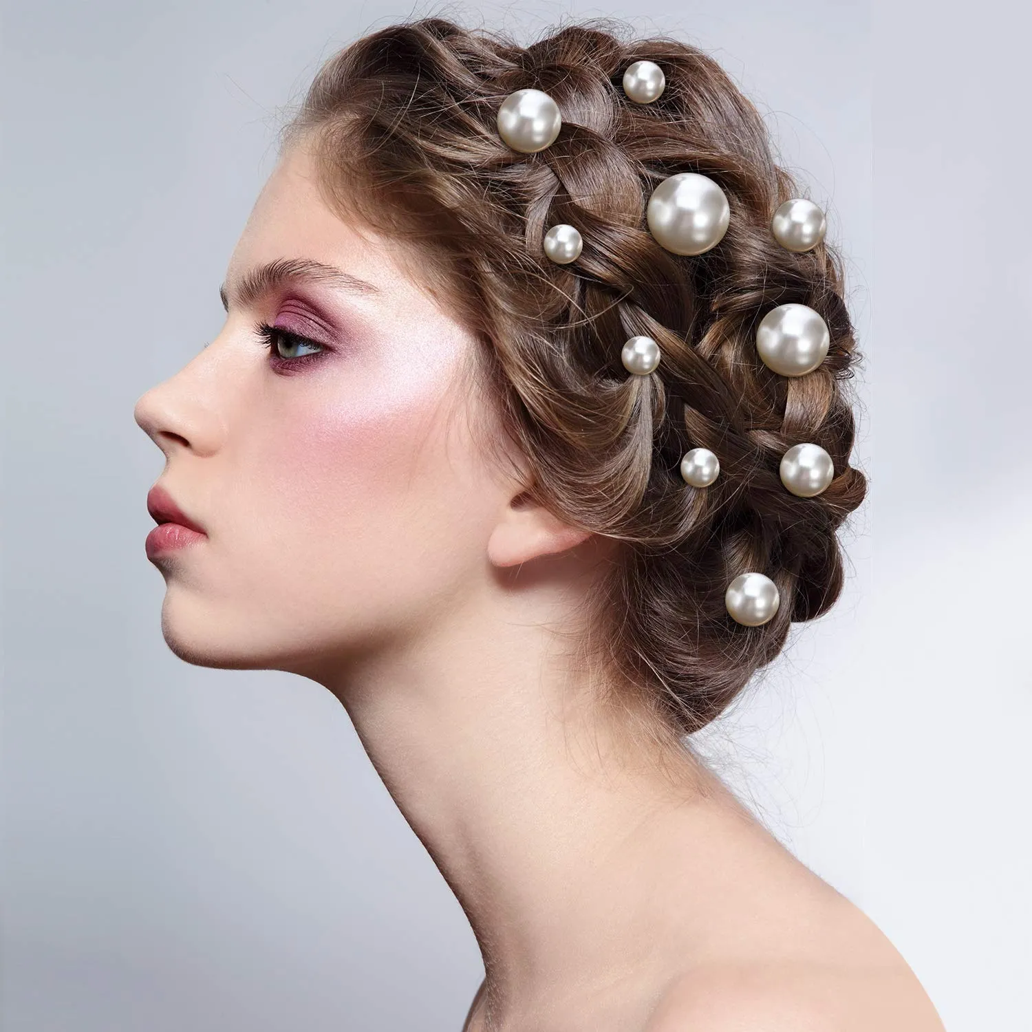 40 Packs Pearl Hair Pins Bridal Wedding White Pearl Hair Accessories Bobby Clips for Brides and Bridesmaids(Mix Size)