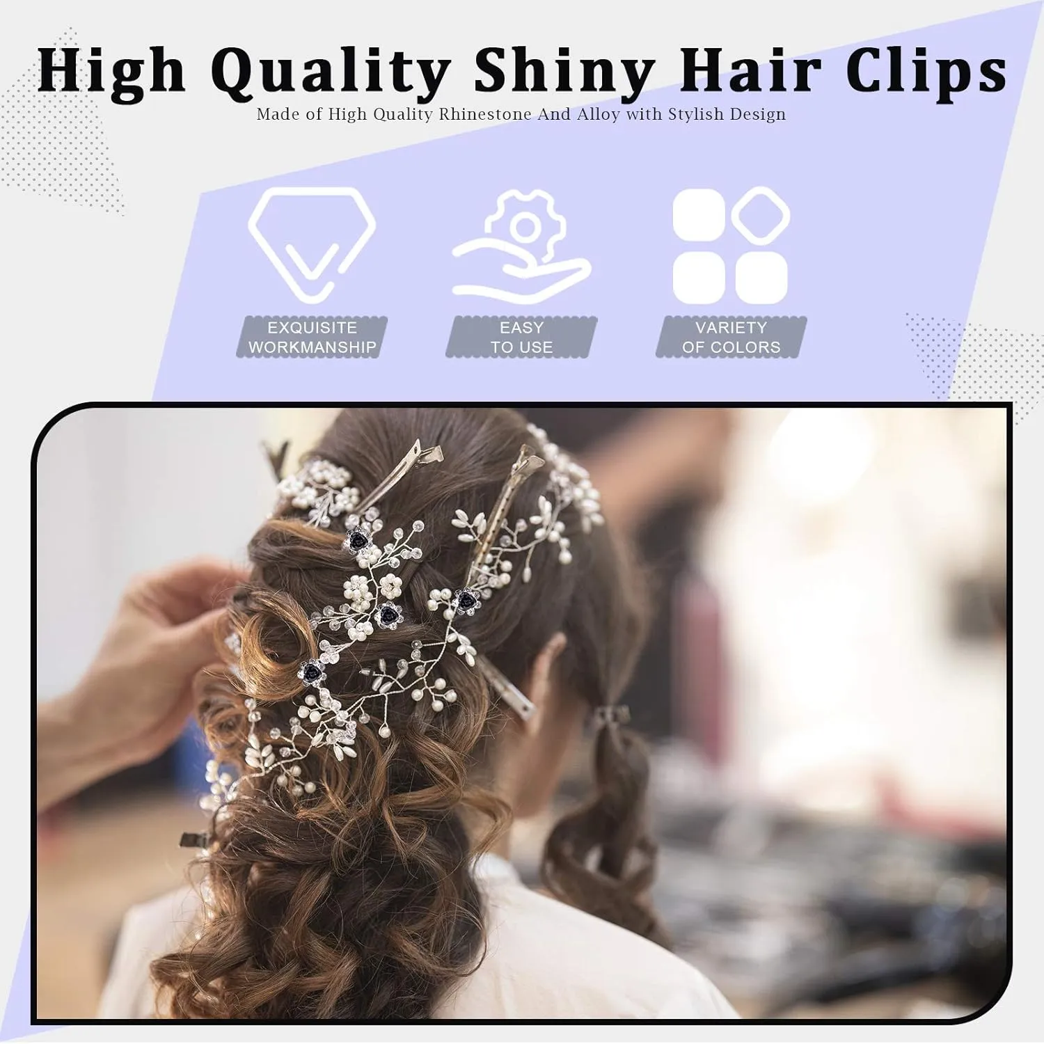 40 Pcs Black Crystal Hair Pins Rose Flower Rhinestone Hair Clips U Shaped Hair Pins Bobby Pins Bun Hairpins for Wedding Bridal Women Hair Jewelry Accessories with Storage Case