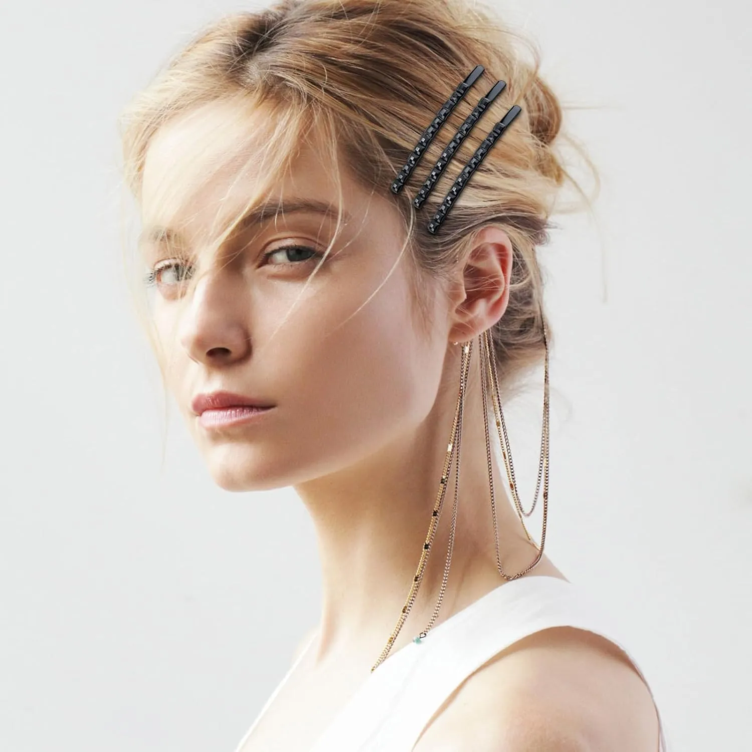 40 Pcs Black Rhinestone Jumbo Bobby Pins, 2.44 Inch Metal Hair Clips Sparkly Crystal Diamond Hair Pins Decorative Shiny Hair Barrettes Hair Accessories for Women Thick Long Updo Hair Style