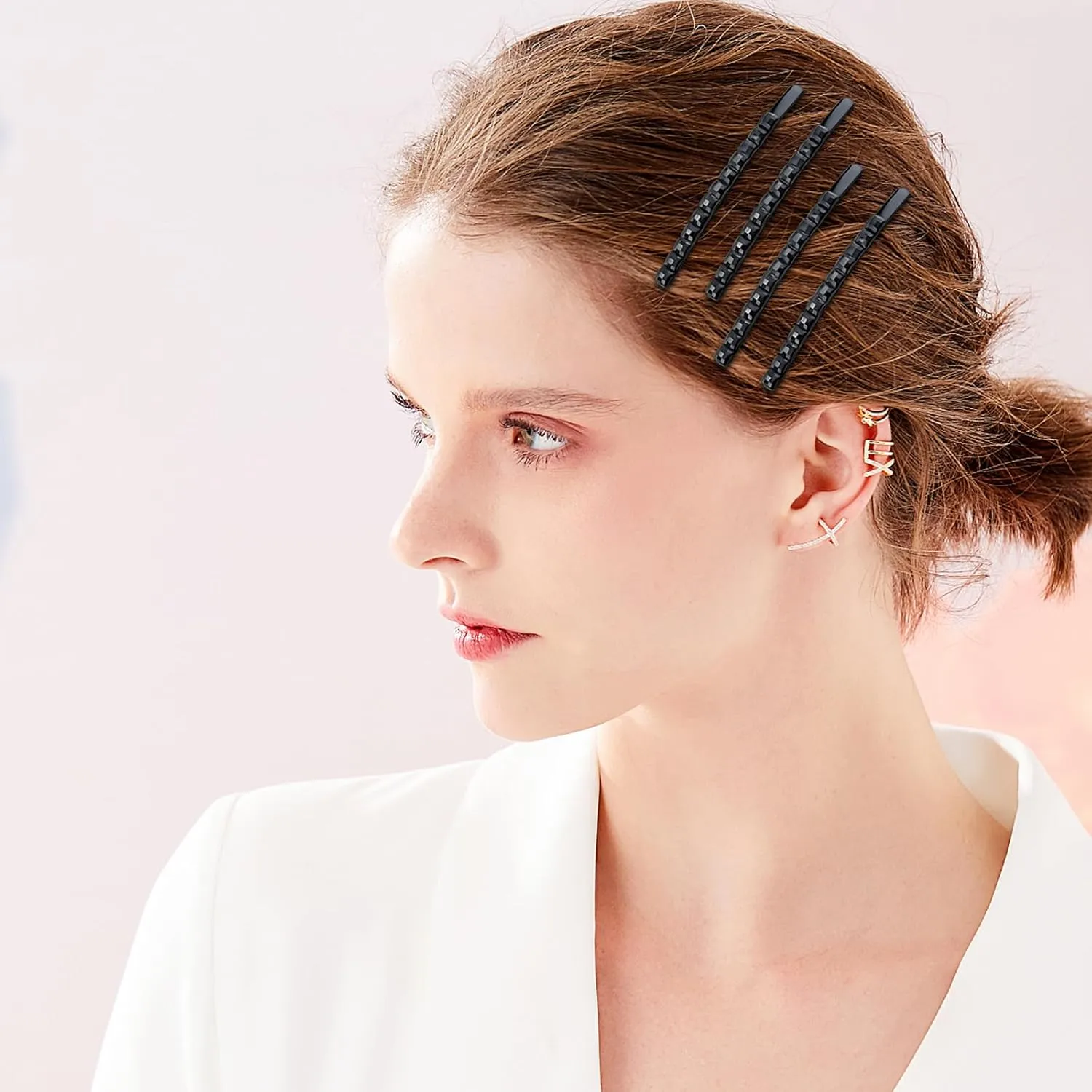 40 Pcs Black Rhinestone Jumbo Bobby Pins, 2.44 Inch Metal Hair Clips Sparkly Crystal Diamond Hair Pins Decorative Shiny Hair Barrettes Hair Accessories for Women Thick Long Updo Hair Style