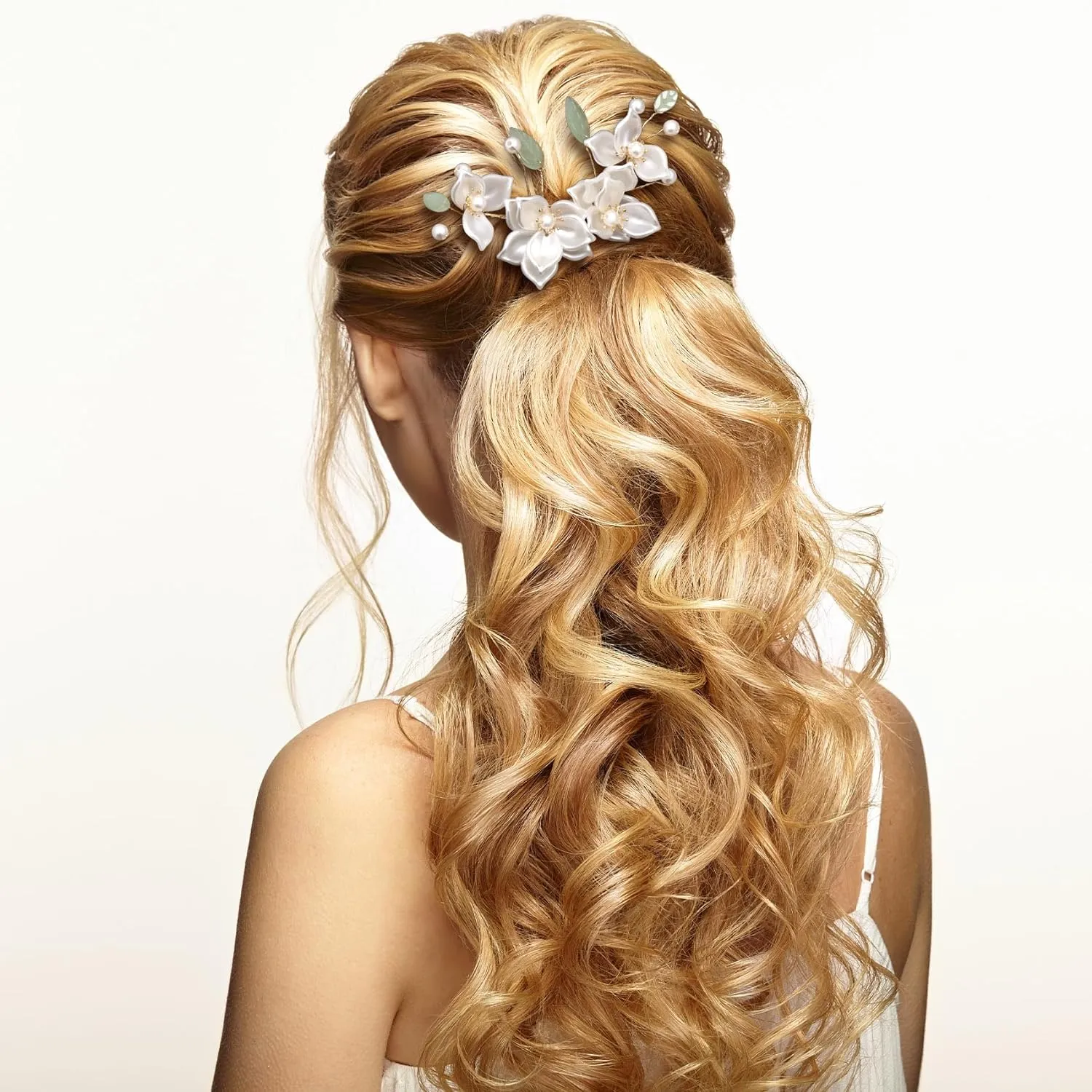 5PCS Camellia Flower Tassels Hairpin, Crystal Rhinestone Pearl Hair Clips Headpiece Retro Chinese Hanfu Wedding Brides Hair Accessories Korean Jewelry for Women Girls Updo Long Hair