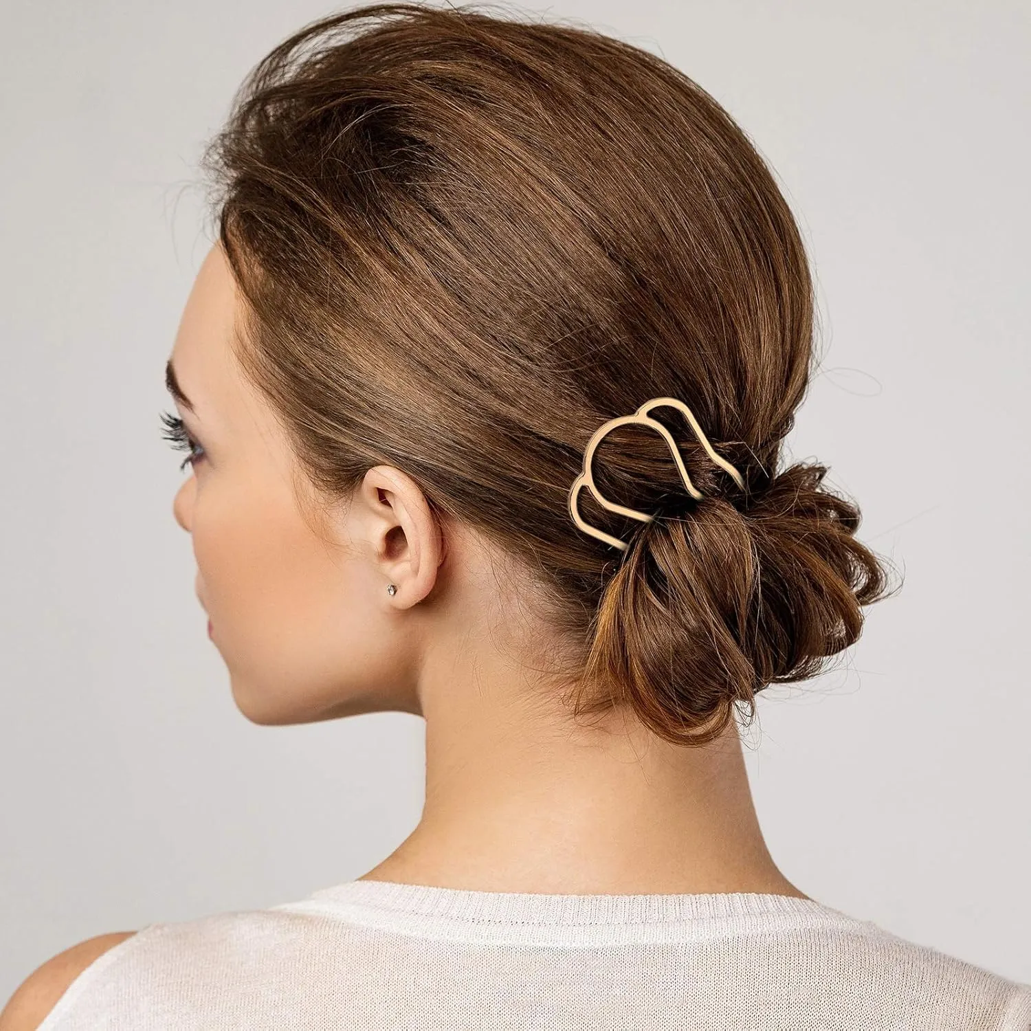 6 Pieces Hair Fork Clip Stick 87 mm Side Comb 4 Prong Updo Bun Hairpin Sticks Alloy Hair Clips Grips for Women Styling Tool Accessories(Black, Bronze Color)