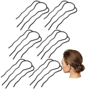 6 Pieces Hair Fork Clip Stick 87 mm Side Comb 4 Prong Updo Bun Hairpin Sticks Alloy Hair Clips Grips for Women Styling Tool Accessories(Black)