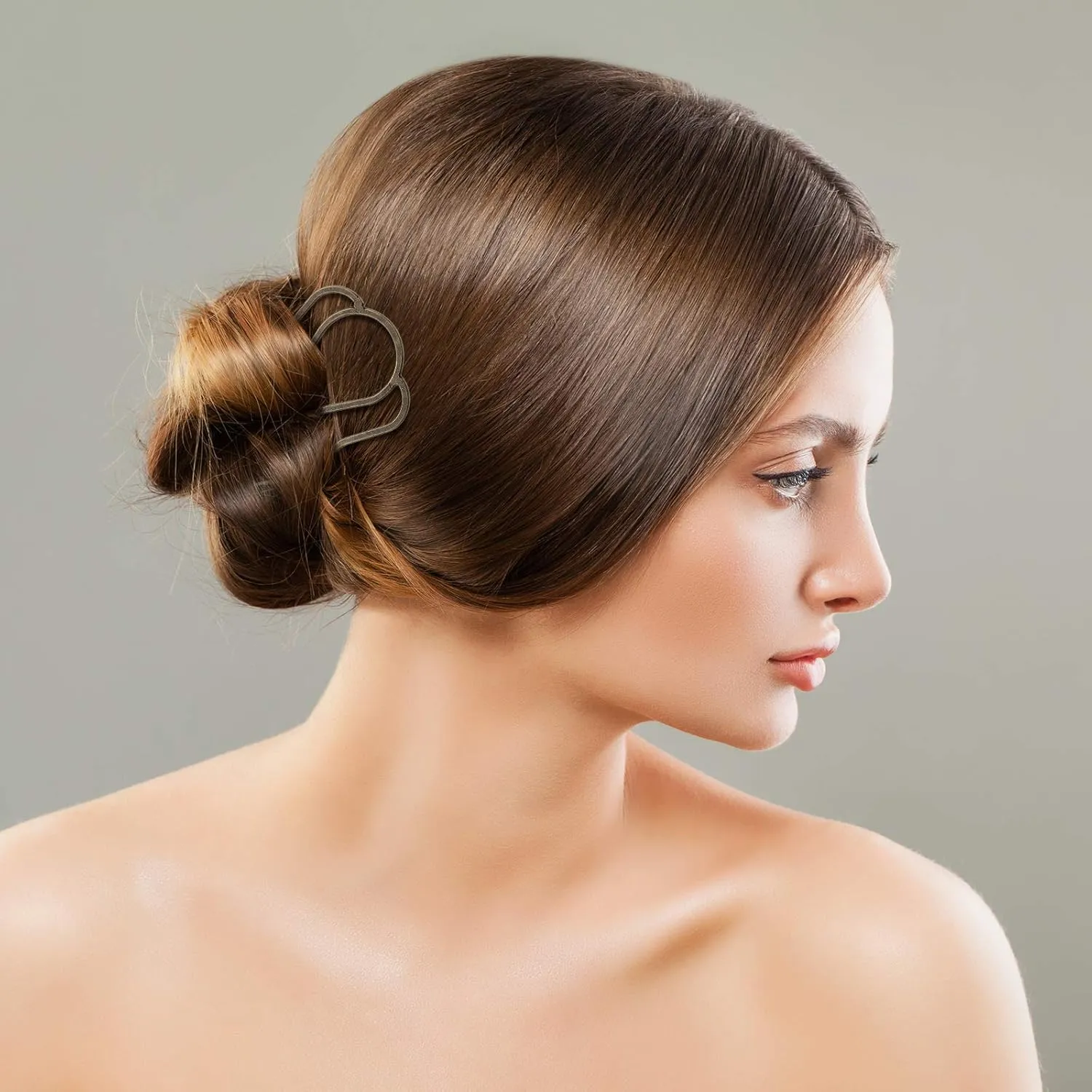 6 Pieces Hair Fork Clip Stick 87 mm Side Comb 4 Prong Updo Bun Hairpin Sticks Alloy Hair Clips Grips for Women Styling Tool Accessories(Bronze Color)