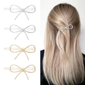 6Pcs Metal Bow Hair Barrettes for Women, French Hairpins Hair Clips Minimalist Bows Hair Pins Barrettes Fashion Ponytail Holders for Thin Thick Fine Hair Wedding Accessories Gifts