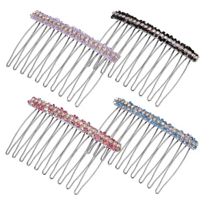8 Pcs Rhinestone Side Hair Combs/Clips Accessories for Women,Small French Decorative Hairpins/Headpiece for Bangs,Jewelry Hair Combs Elegant Gift for Younger and Girls (4 colors)