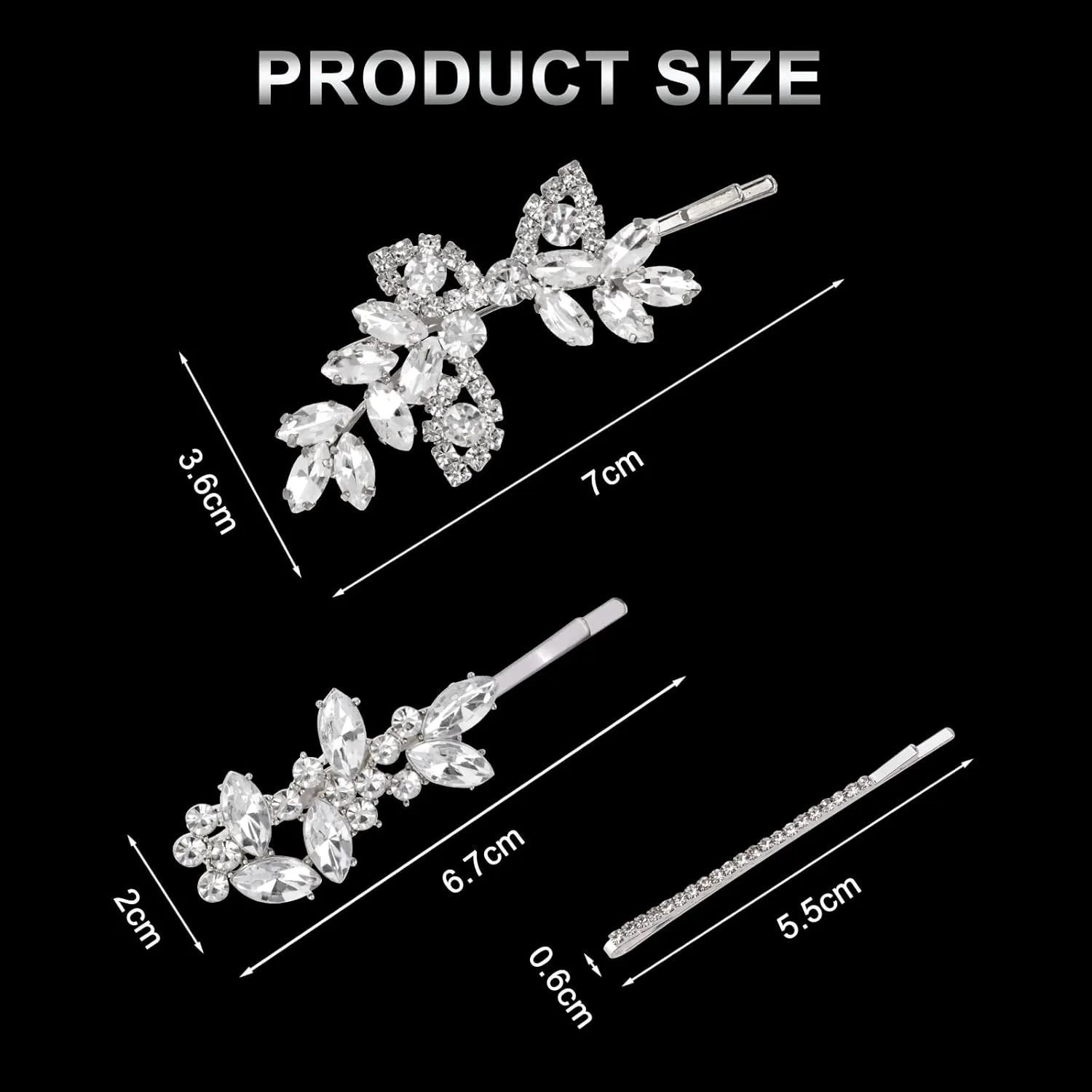 8Pcs Rhinestone Bridal Hair Clip Leaf Wedding Hairpins, Rose Gold Bride Crystal Hair Clips, Elegant Crystal Bobby Sparkly Pins, Rhinestone Flower Barrette Hair Accessories for Women Girls, Women's Day