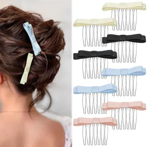8Pcs Ribbon Bowtie Hair Combs Small Seven-tooth Side Combs Sweet Ballet Bowknot Hairpin Decorative Bangs Comb Headpiece Hair Jewellery Fashion Styling Accessories for Women Girls