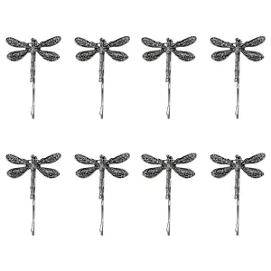 8PCS Silver Coraline Dragonfly Hair Clip,Retro Dragonfly Style Hairpins,Vintage Dragonfly Hair Accessories Apply To Prom Christmas Birthday Party Decorative for Girls Ladies Bride