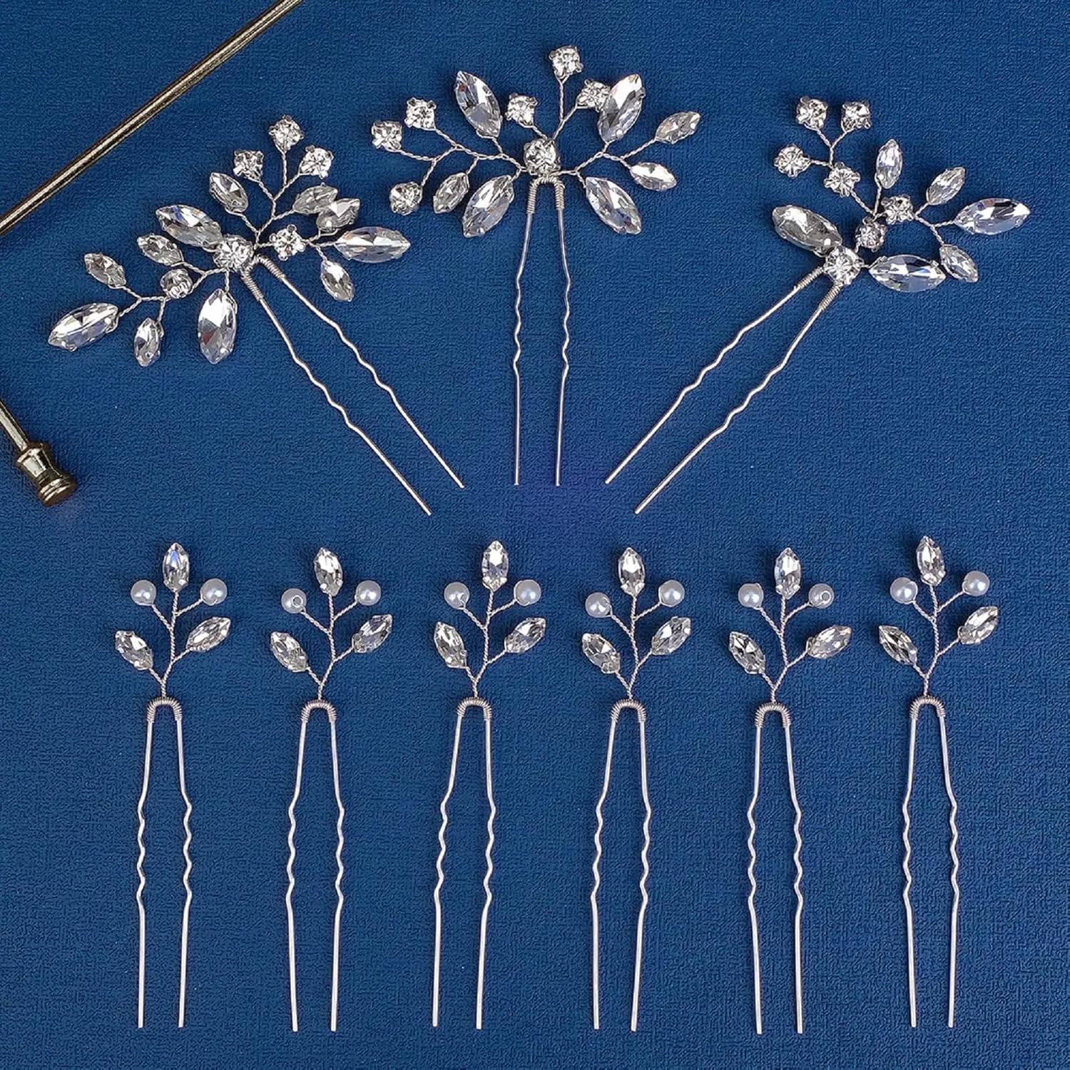 9 Pieces Bride Wedding Hair Pins Bridal Hair Accessories Set Jewelry Bridesmaids Silver HairPiece for Women