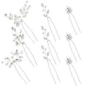 9 Pieces Wedding Hair Pins for Bridal Silver Rhinestone Wedding Hair Accessories for Brides Bridesmaids Women