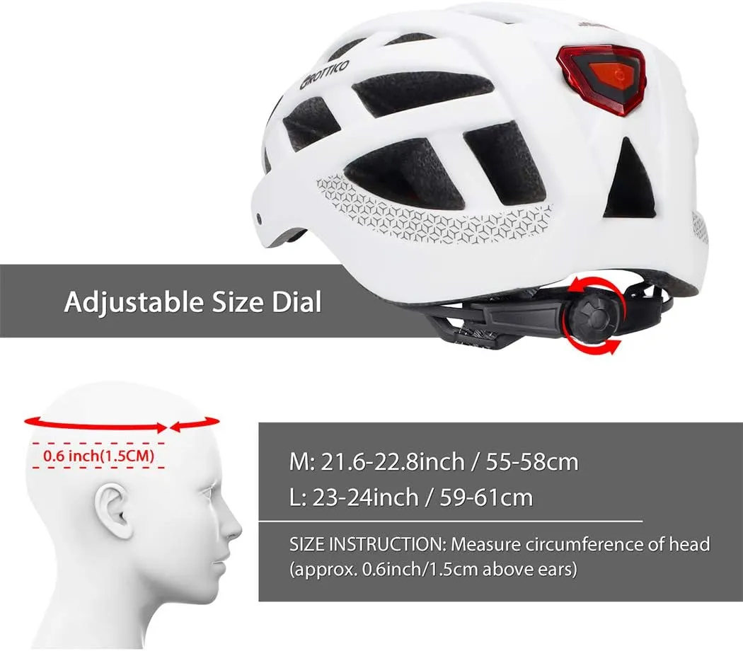 Adult-Men-Women Bike Helmet with Light - Mountain Road Bicycle Helmet with Replacement Pads & Detachable Visor