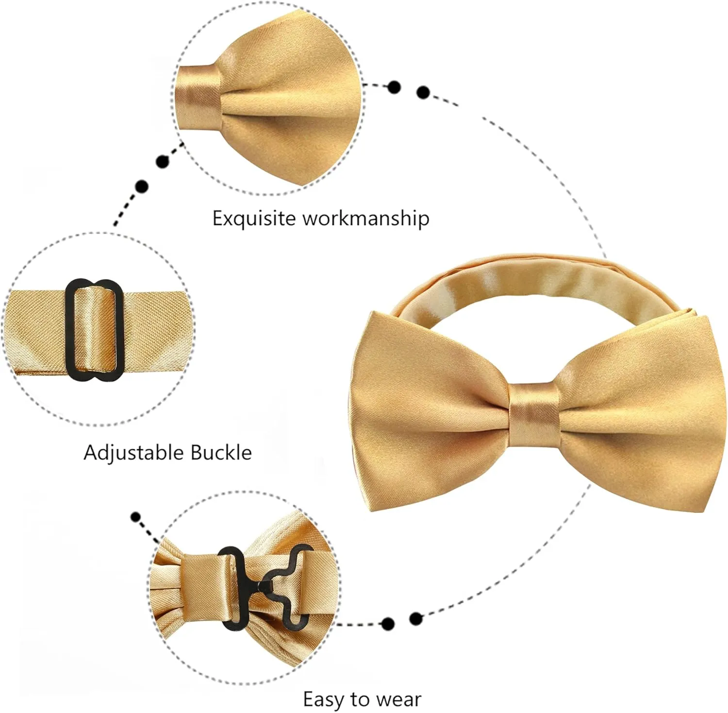 Alizeal Mens Adjustable Pre-tied Solid Bow Tie