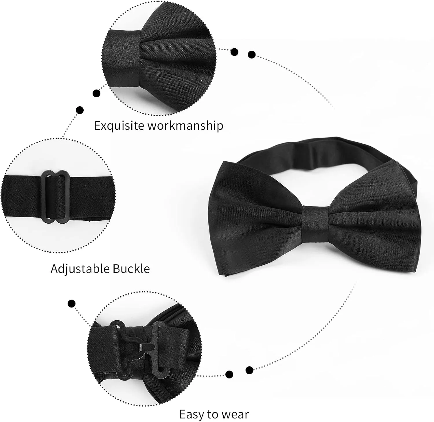 Alizeal Mens Adjustable Pre-tied Solid Bow Tie