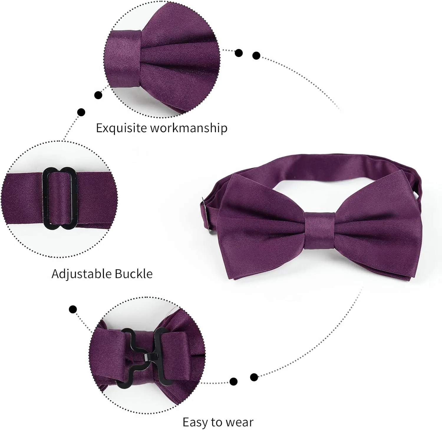 Alizeal Mens Adjustable Pre-tied Solid Bow Tie