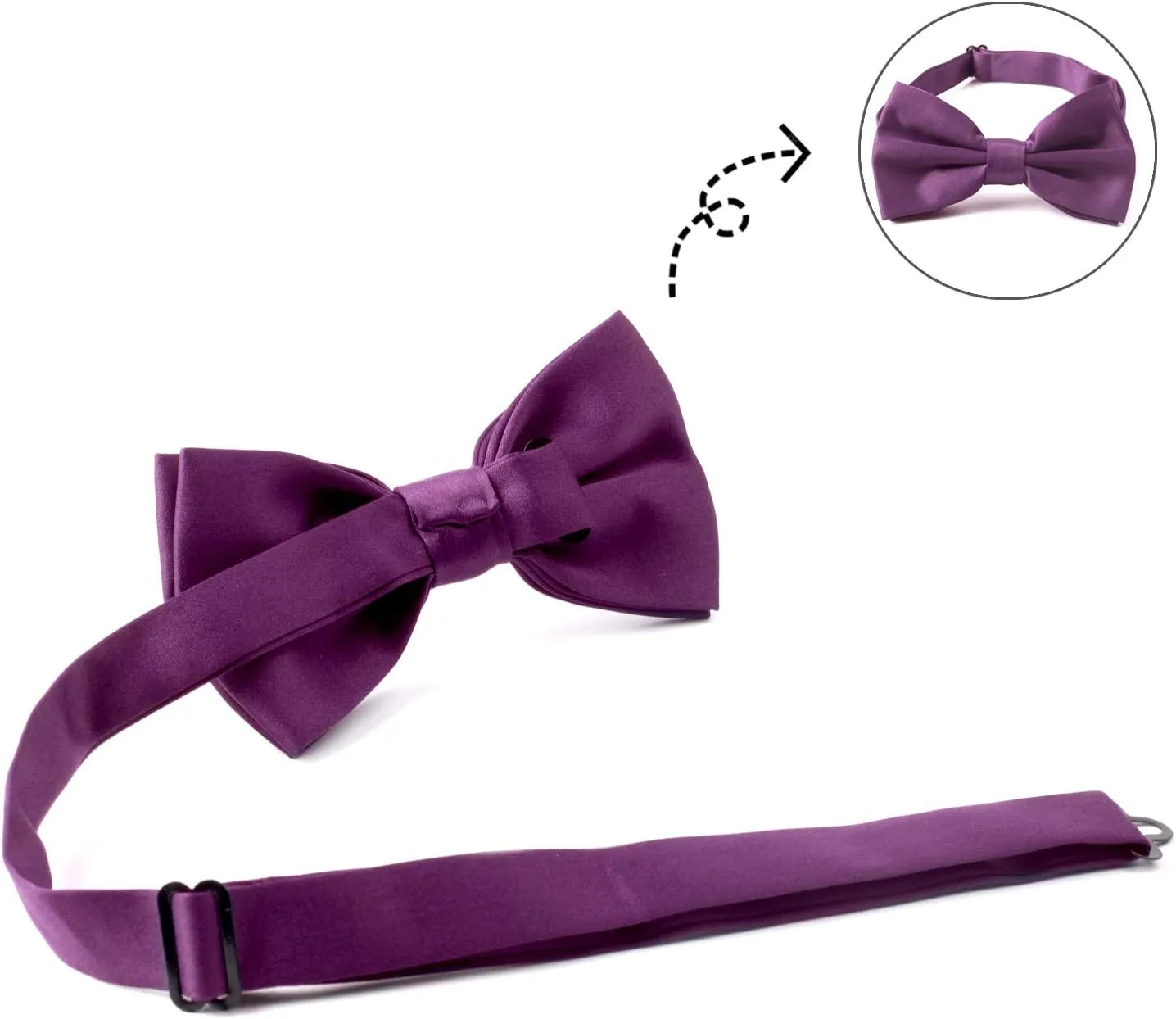 Alizeal Mens Adjustable Pre-tied Solid Bow Tie
