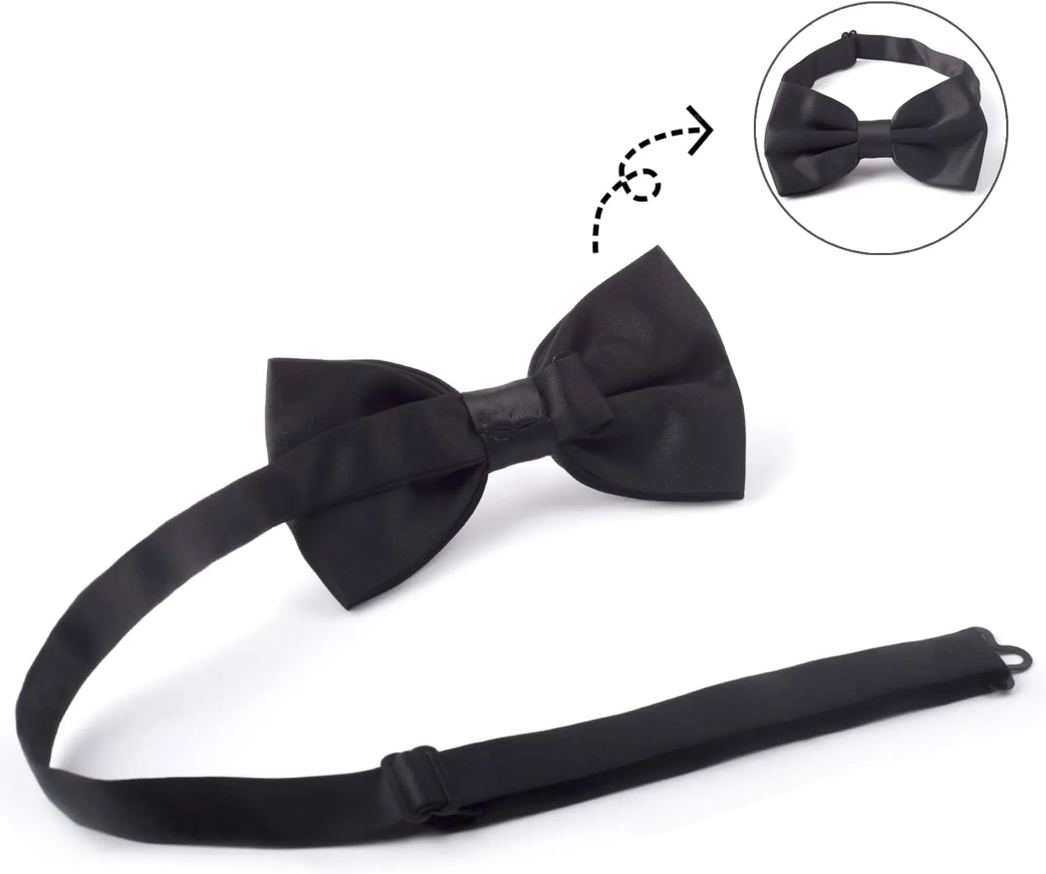 Alizeal Mens Adjustable Pre-tied Solid Bow Tie