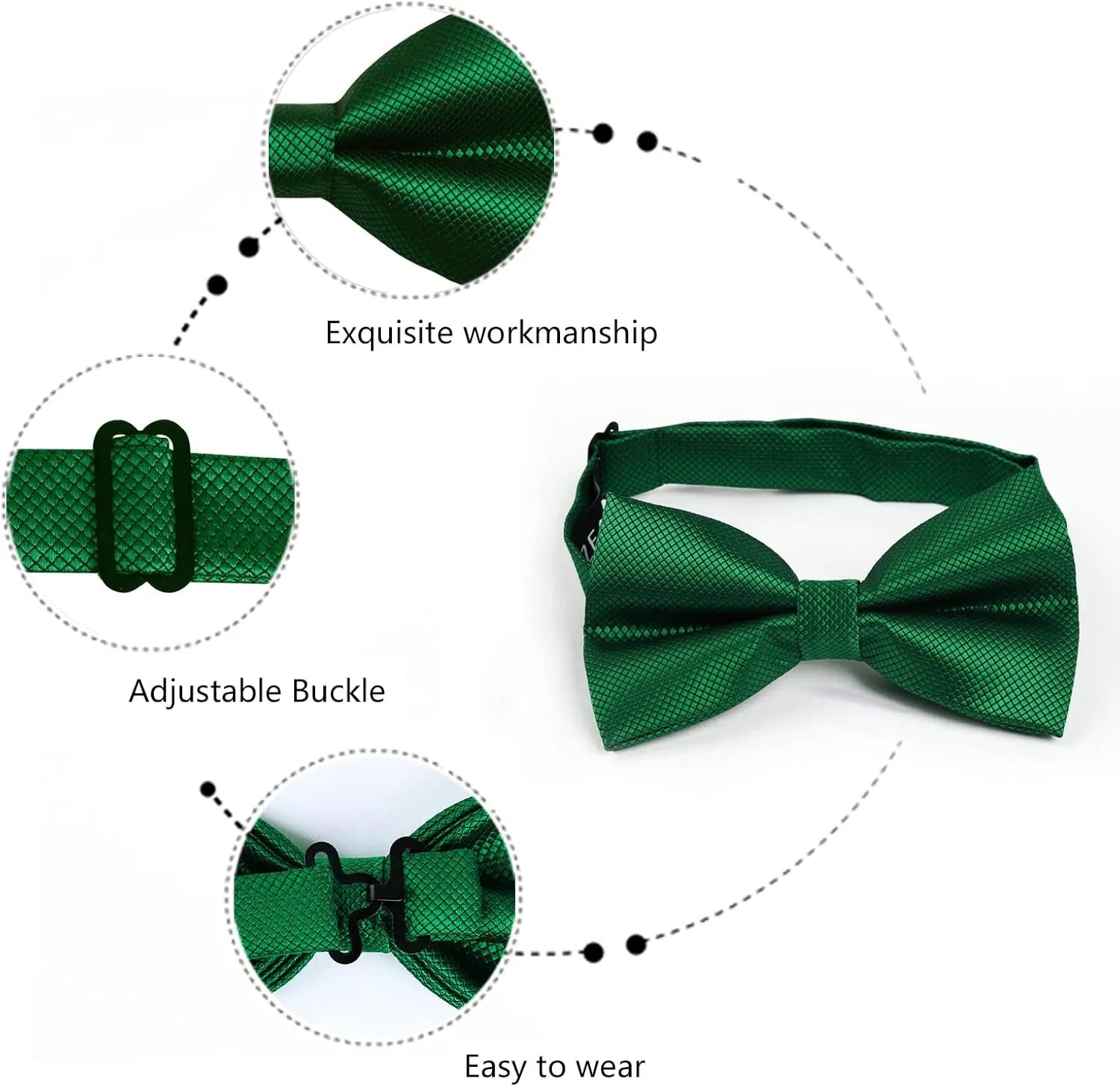 Alizeal Mens Solid Color Mini Squares Formal Banded Pre-tied Bow Ties, Pocket Square, Cufflinks Set Wedding Party Business