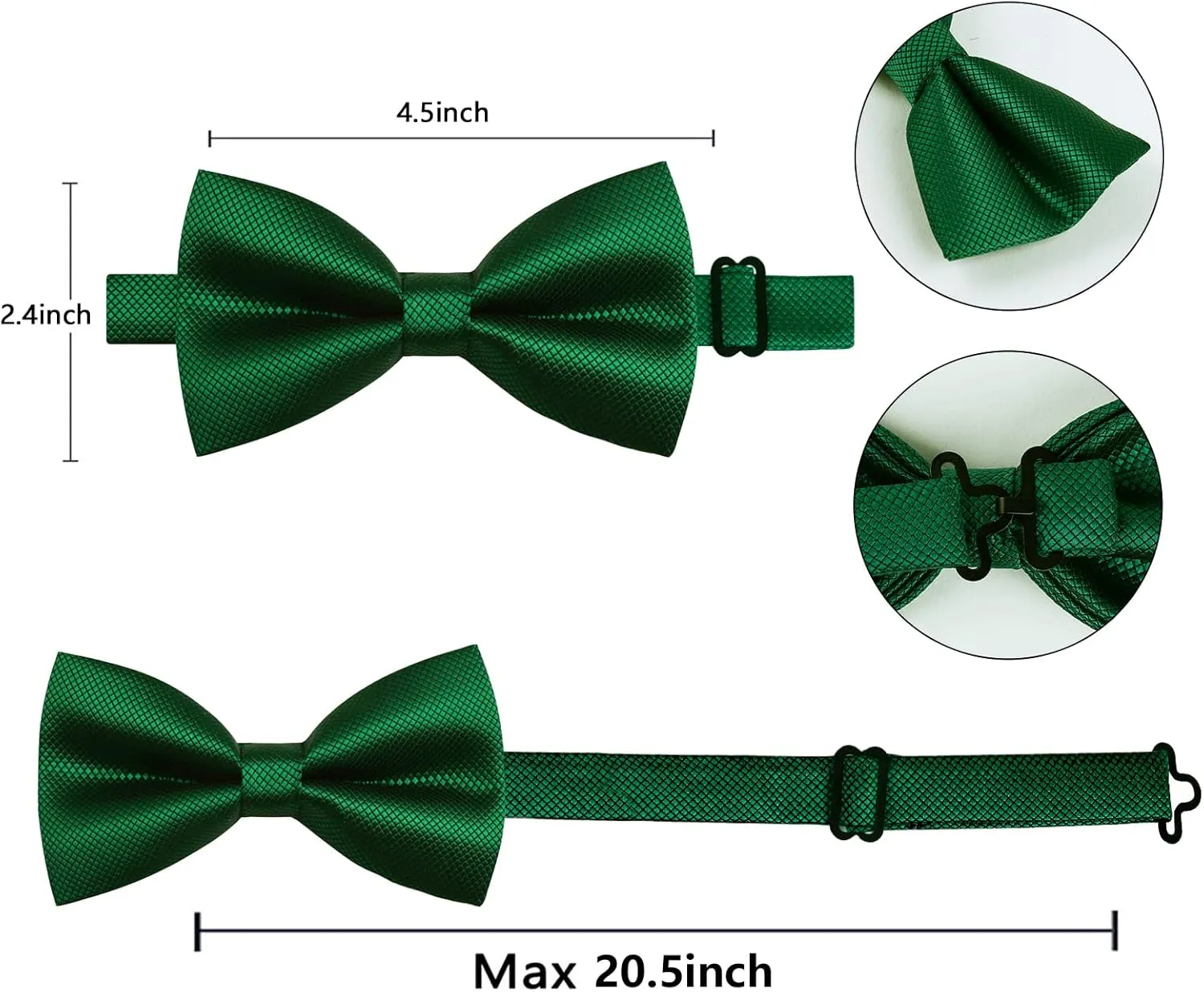 Alizeal Mens Solid Color Mini Squares Formal Banded Pre-tied Bow Ties, Pocket Square, Cufflinks Set Wedding Party Business