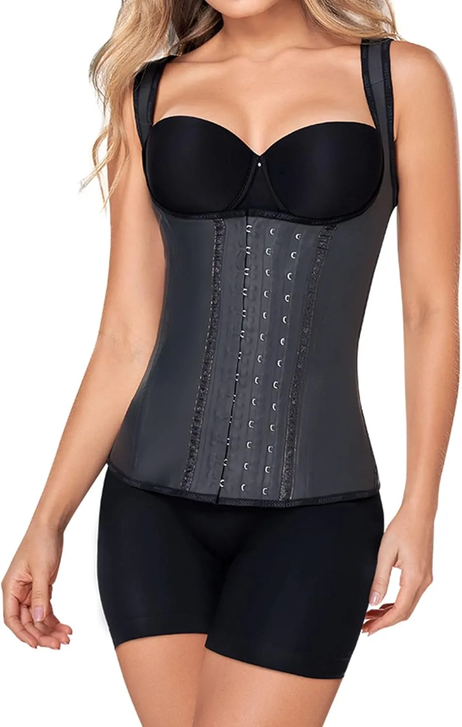Ann Chery Corset Waist Trainer for Womens Weight Loss - Colombian Waist Cincher With Straps - 3 Hook Vest Body Shaper