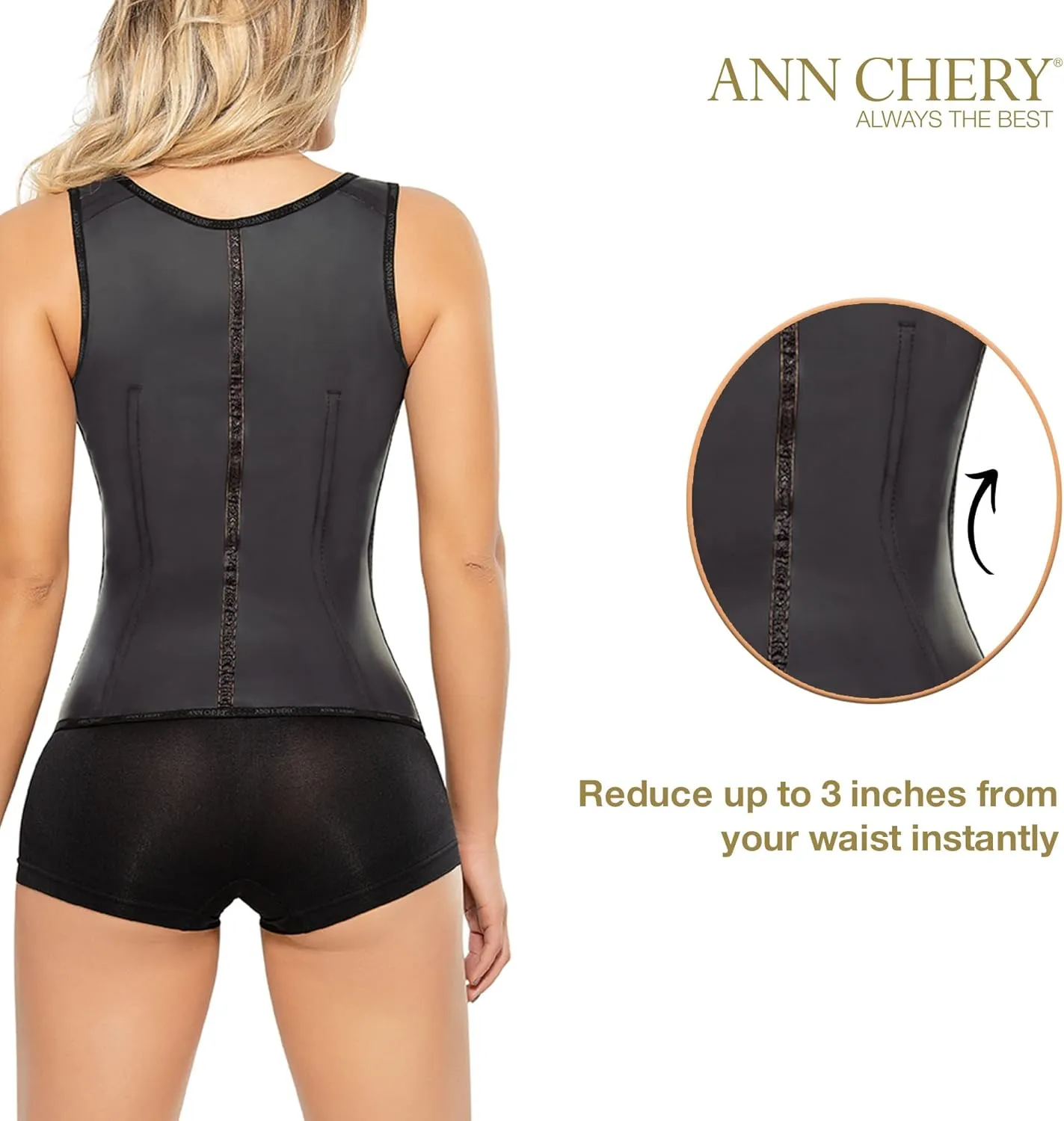 Ann Chery Corset Waist Trainer for Womens Weight Loss - Colombian Waist Cincher With Straps - 3 Hook Vest Body Shaper