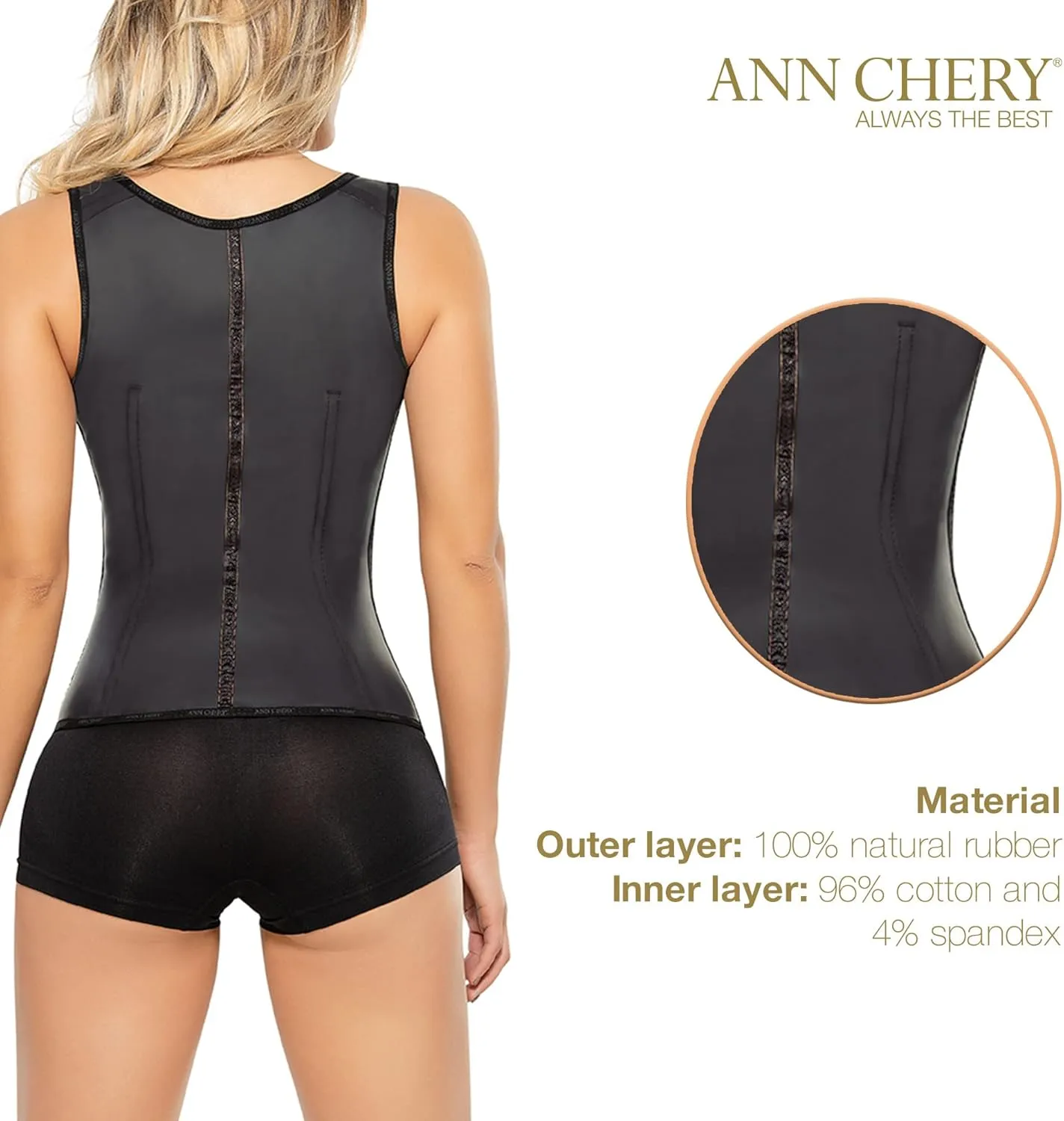 Ann Chery Corset Waist Trainer for Womens Weight Loss - Colombian Waist Cincher With Straps - 3 Hook Vest Body Shaper