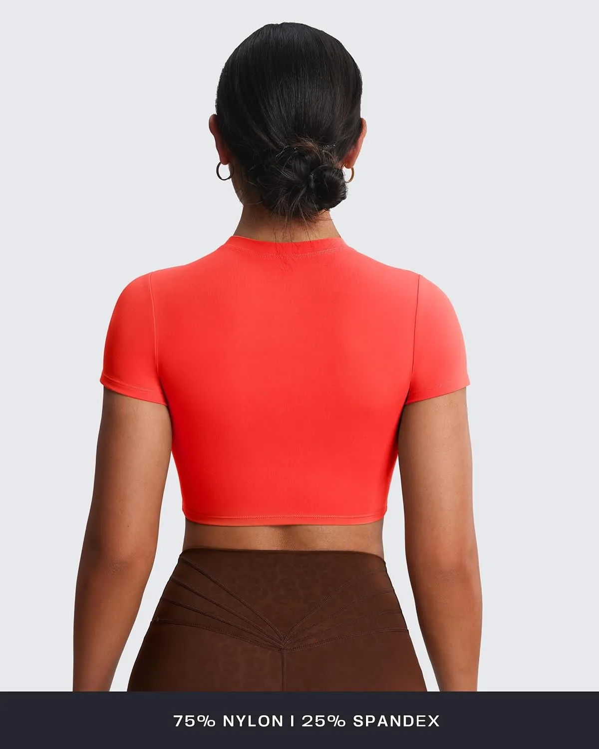 Aoxjox Short Sleeve Crop Tops for Women Classic Longline Baby Tee Workout T Shirt Top